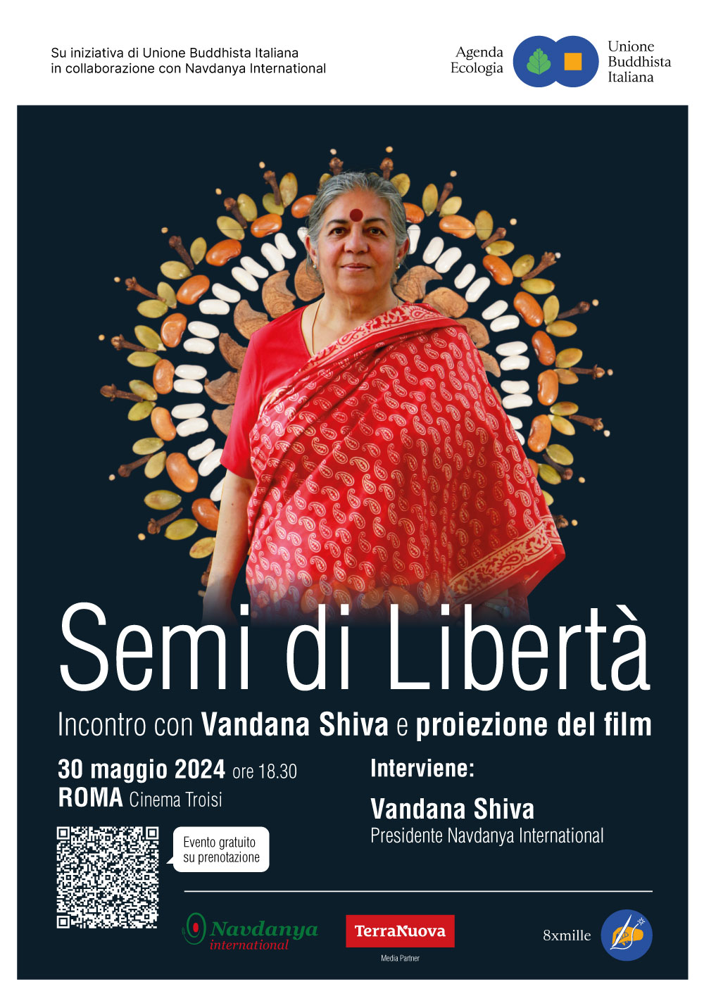 Semi di Libertà: Vandana Shiva presenta il documentario sulla sua vita e dialoga con il pubblico sulla biodiversità e sovranità alimentare
